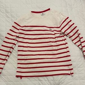 Lacoste cream and red stripe sweater size small 🐊